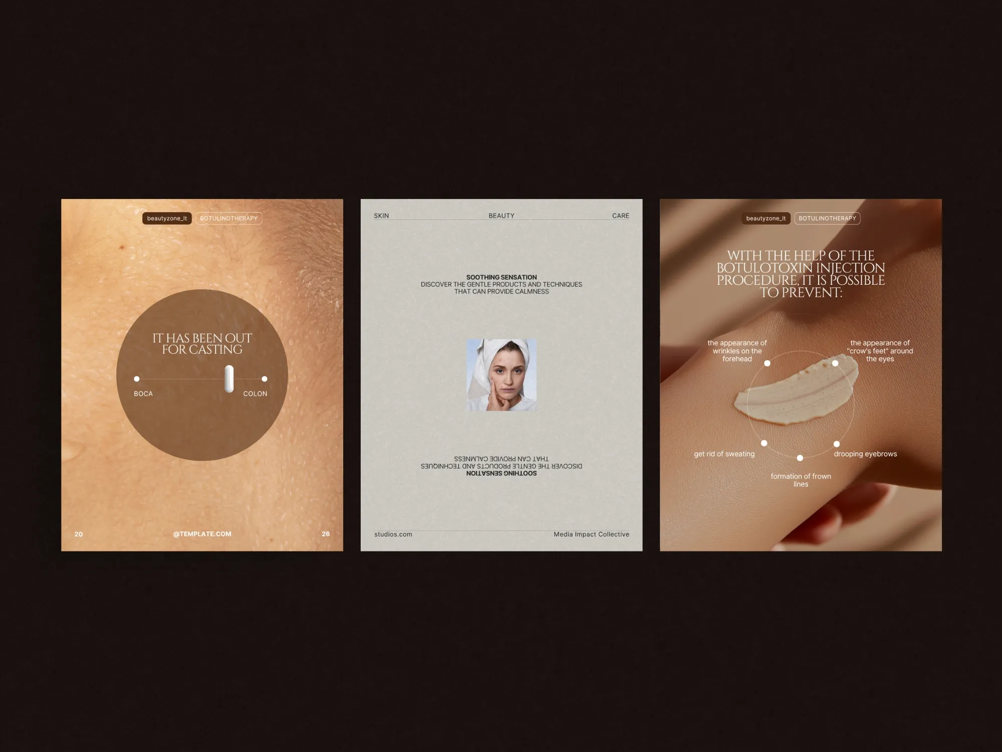 Digital skincare Instagram post templates, tailored for social media success, providing beauty brands with customizable, eye-catching designs.