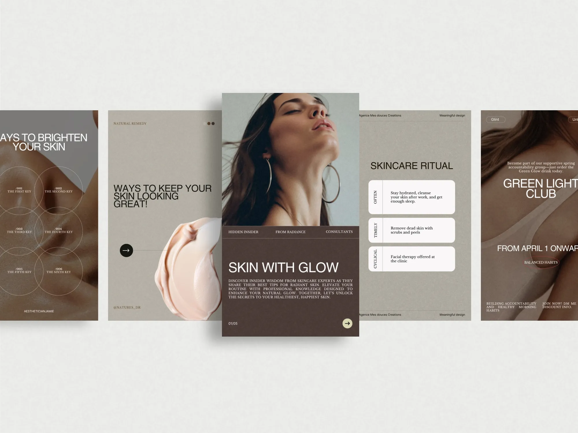 Streamlined beauty Instagram design with this skincare promo kit, features 105 versatile templates, enhancing brand storytelling in 1080x1920 PX dimensions.