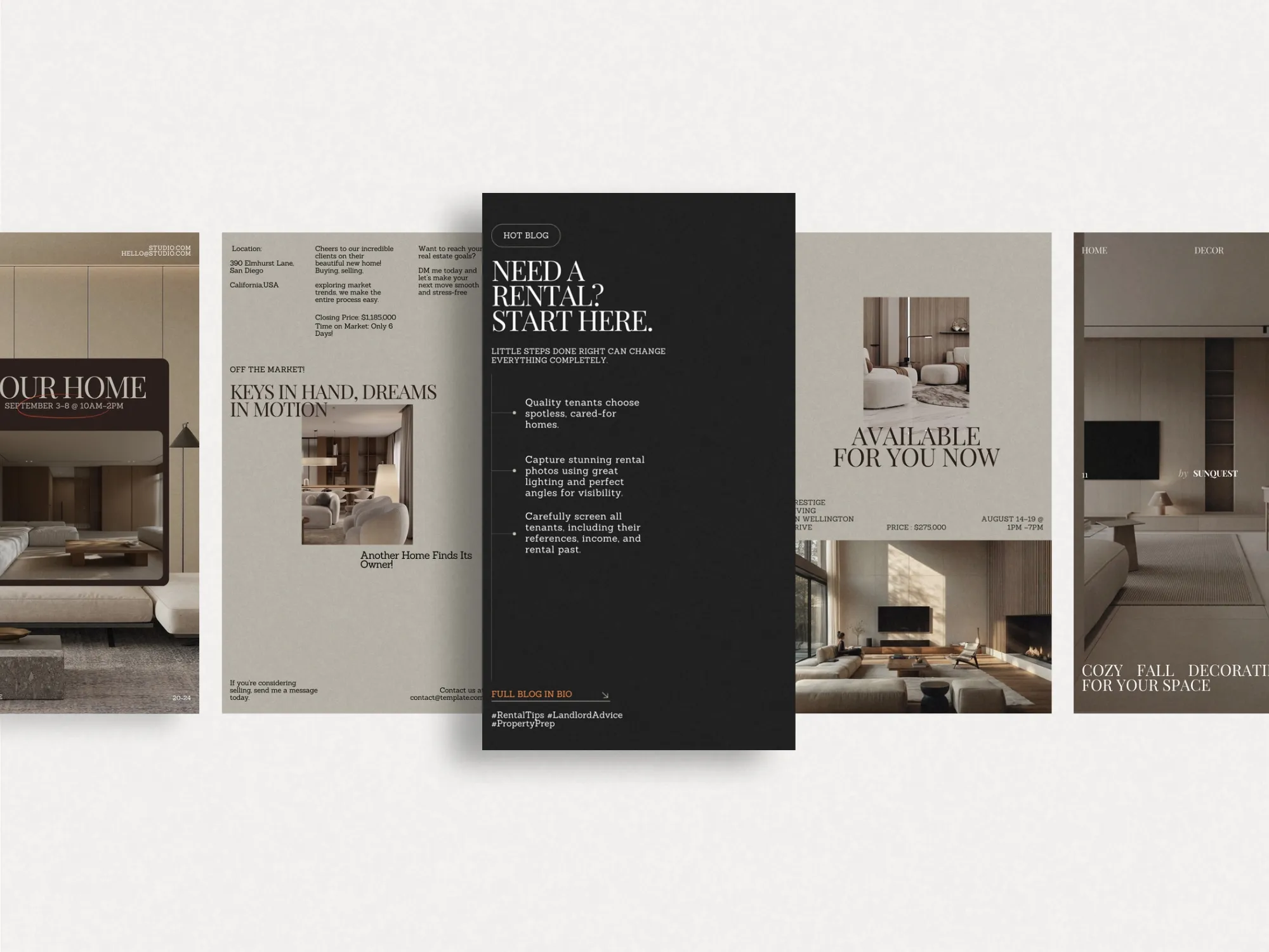 Impactful realtor promo story kit consisting of visually striking templates, perfect for increasing engagement and visibility on social media.