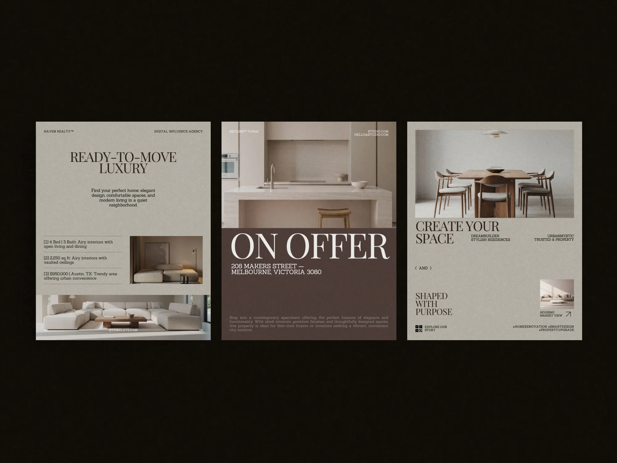 Editable Canva templates for real estate Instagram posts, enabling investors to present property details attractively and professionally.