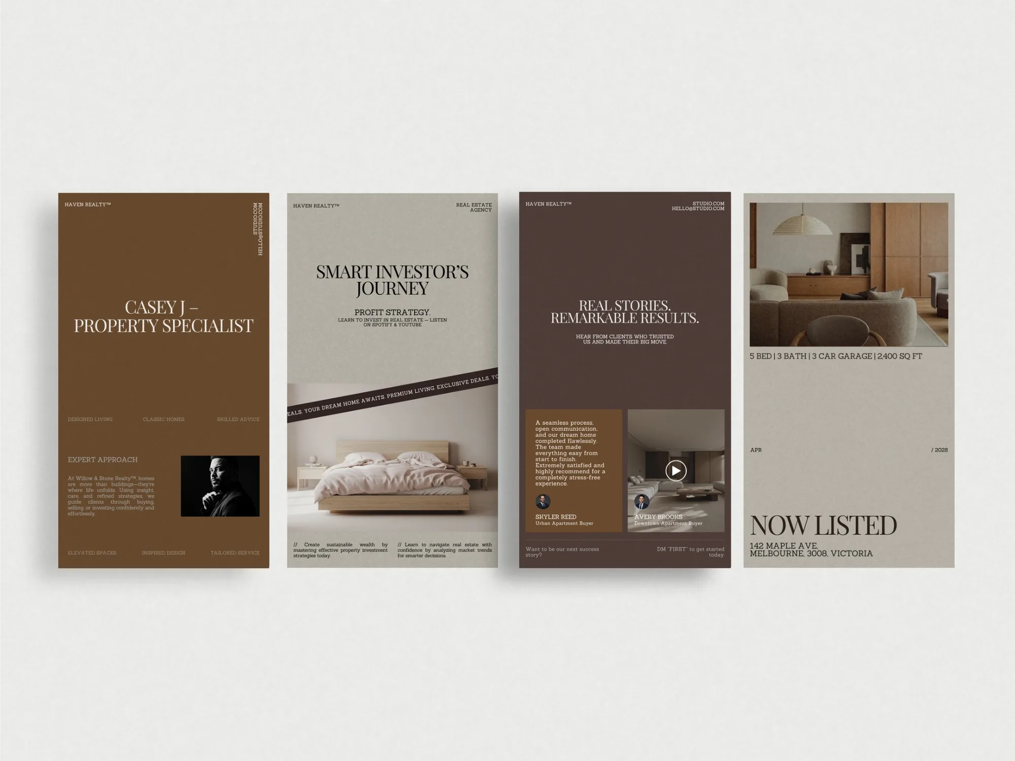 Highlight key market insights and property features using these well-designed Instagram story templates, compatible with Canva's editing tools.