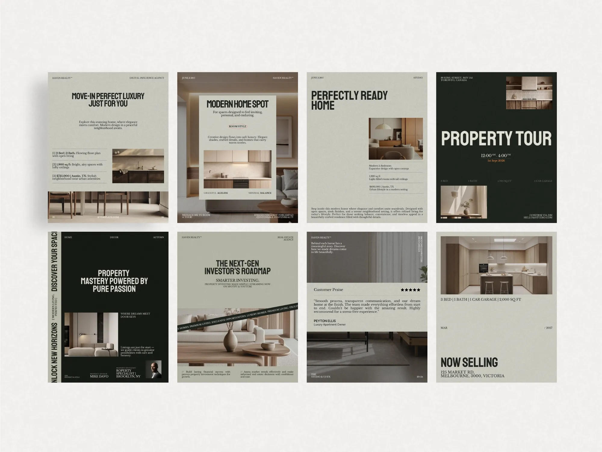 Customizable real estate Instagram post templates, ensuring agents can create professional posts swiftly to capture audience attention.