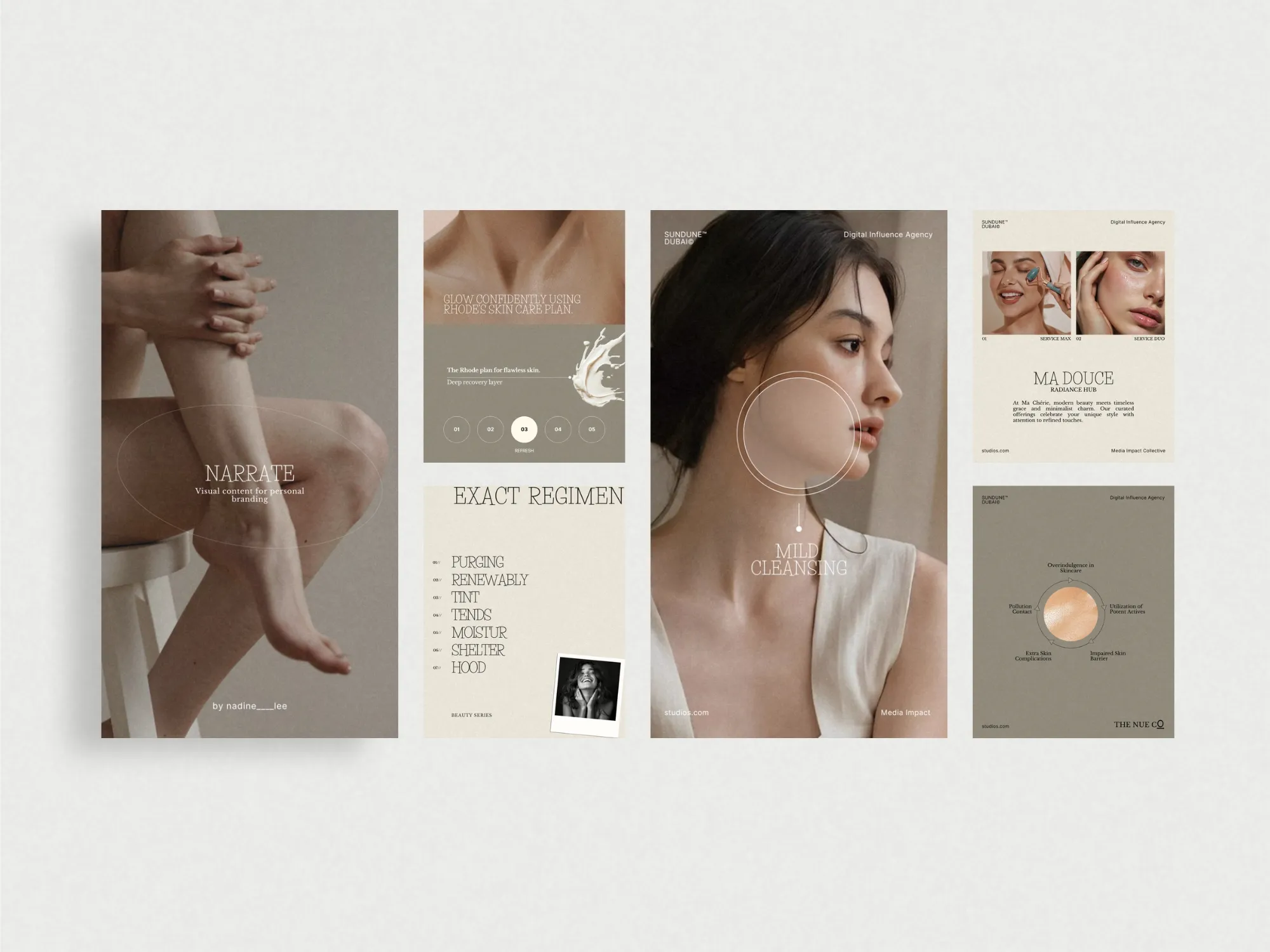 Sophisticated 210-piece digital design kit for skincare promotions, optimizing aesthetics and branding for Instagram use in Canva formats.
