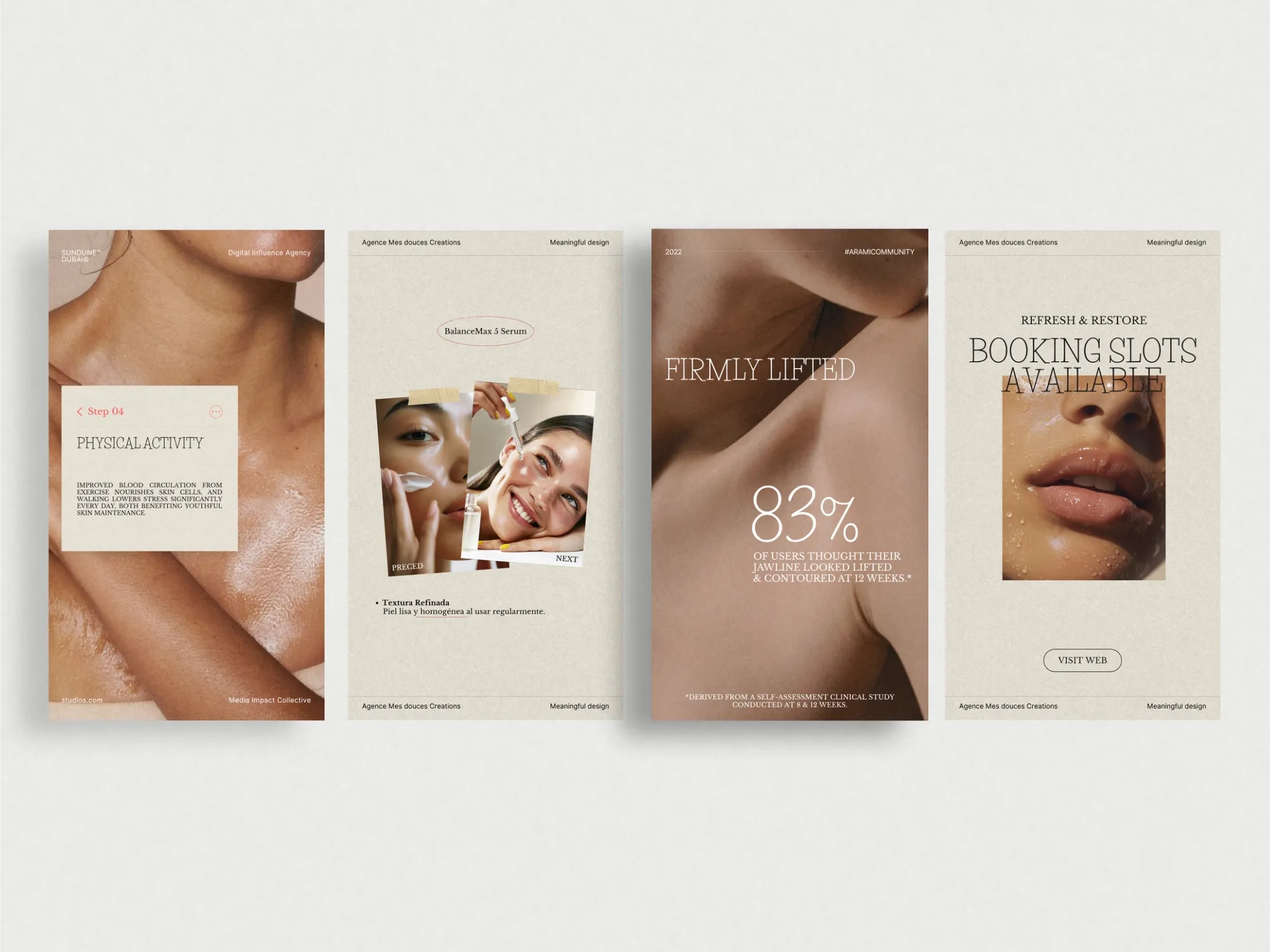 Eye-catching Canva designs crafted for skincare Instagram stories, helping cosmetic sellers create visually appealing content with ease.