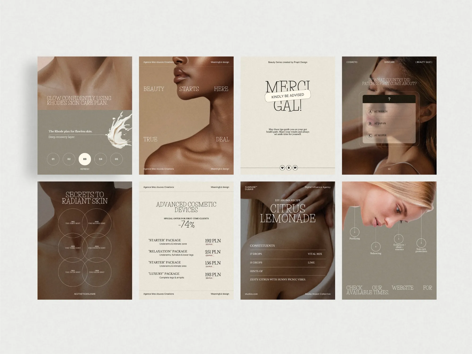 Customizable beauty social media Canva templates that enhance brand identity while promoting skincare products in an aesthetically pleasing way.
