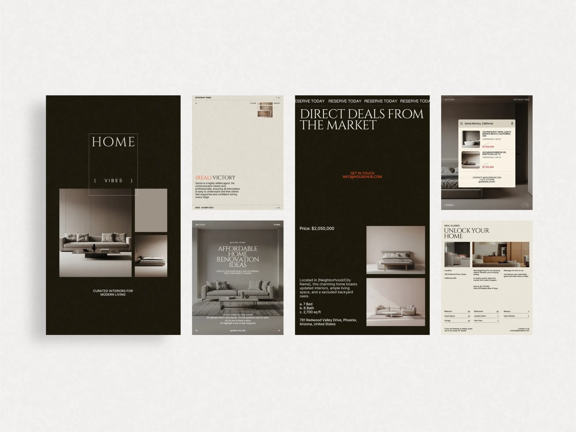 Comprehensive digital download of 80 customizable real estate templates for seamless branding and marketing on Instagram.