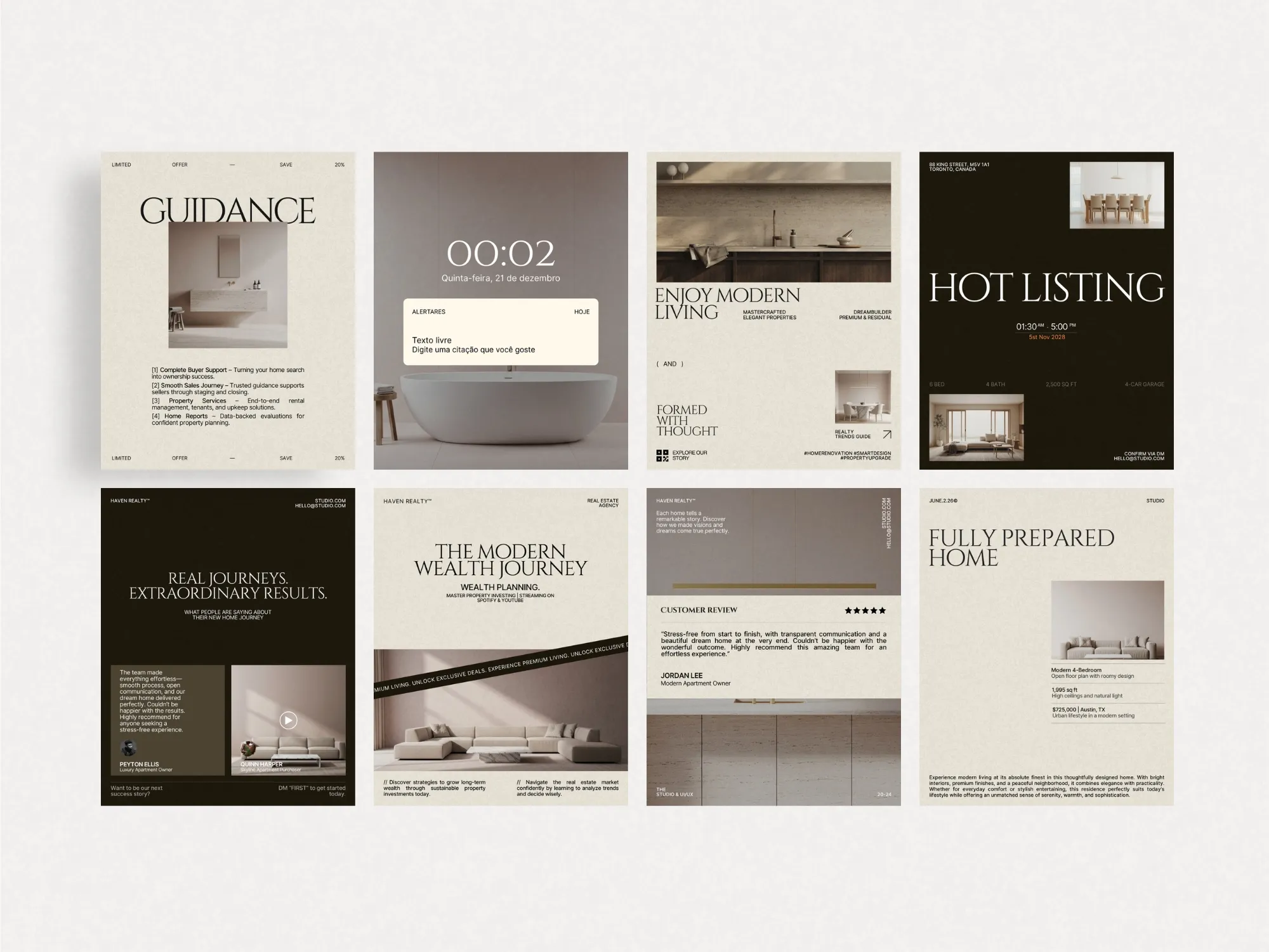 Engaging 1080x1350 PX Canva Instagram templates for real estate agents, perfect for highlighting properties and driving audience interaction.