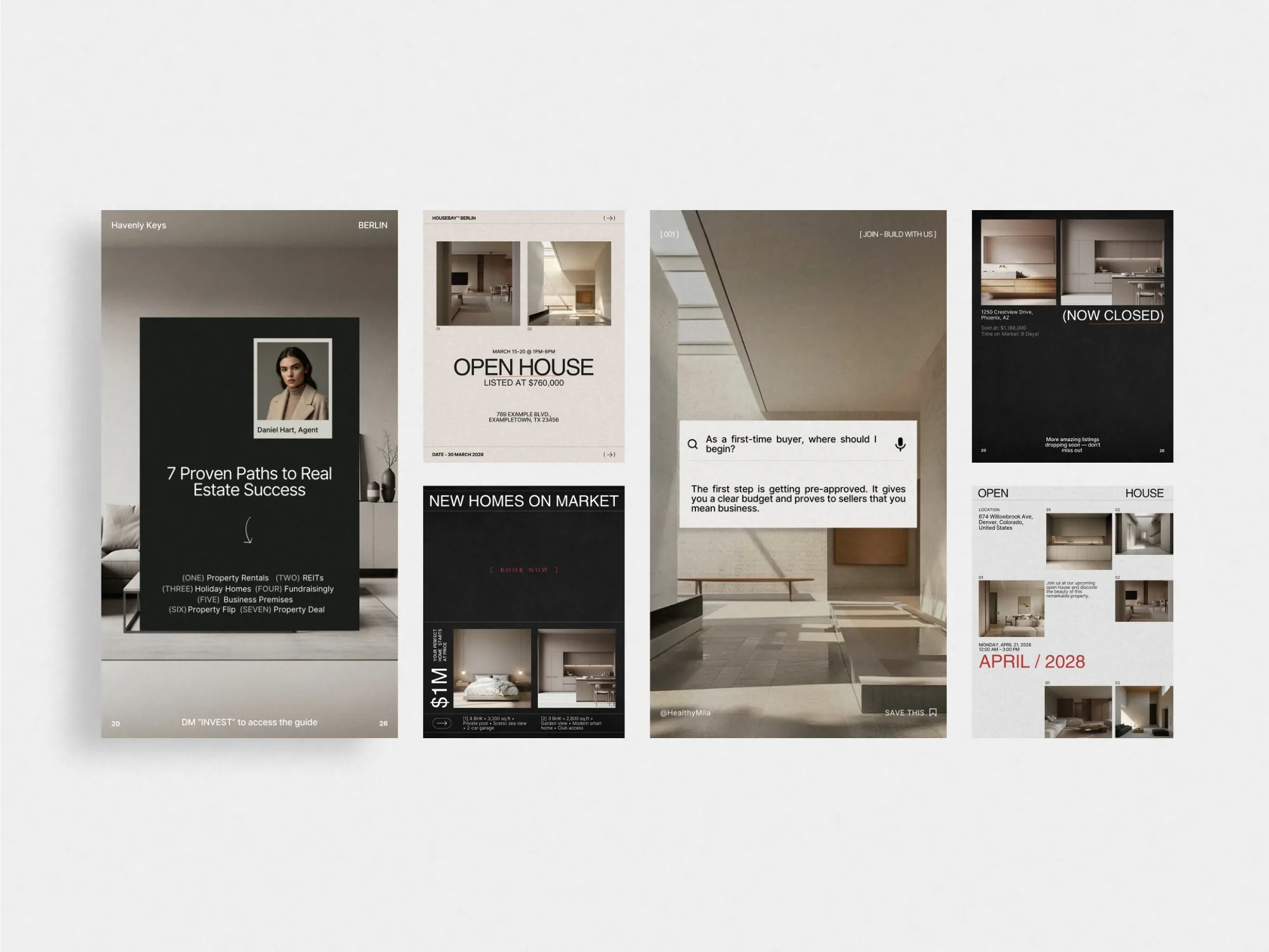 Digital download of upscale Instagram story templates for real estate, designed to streamline branding for agents using Canva layouts.