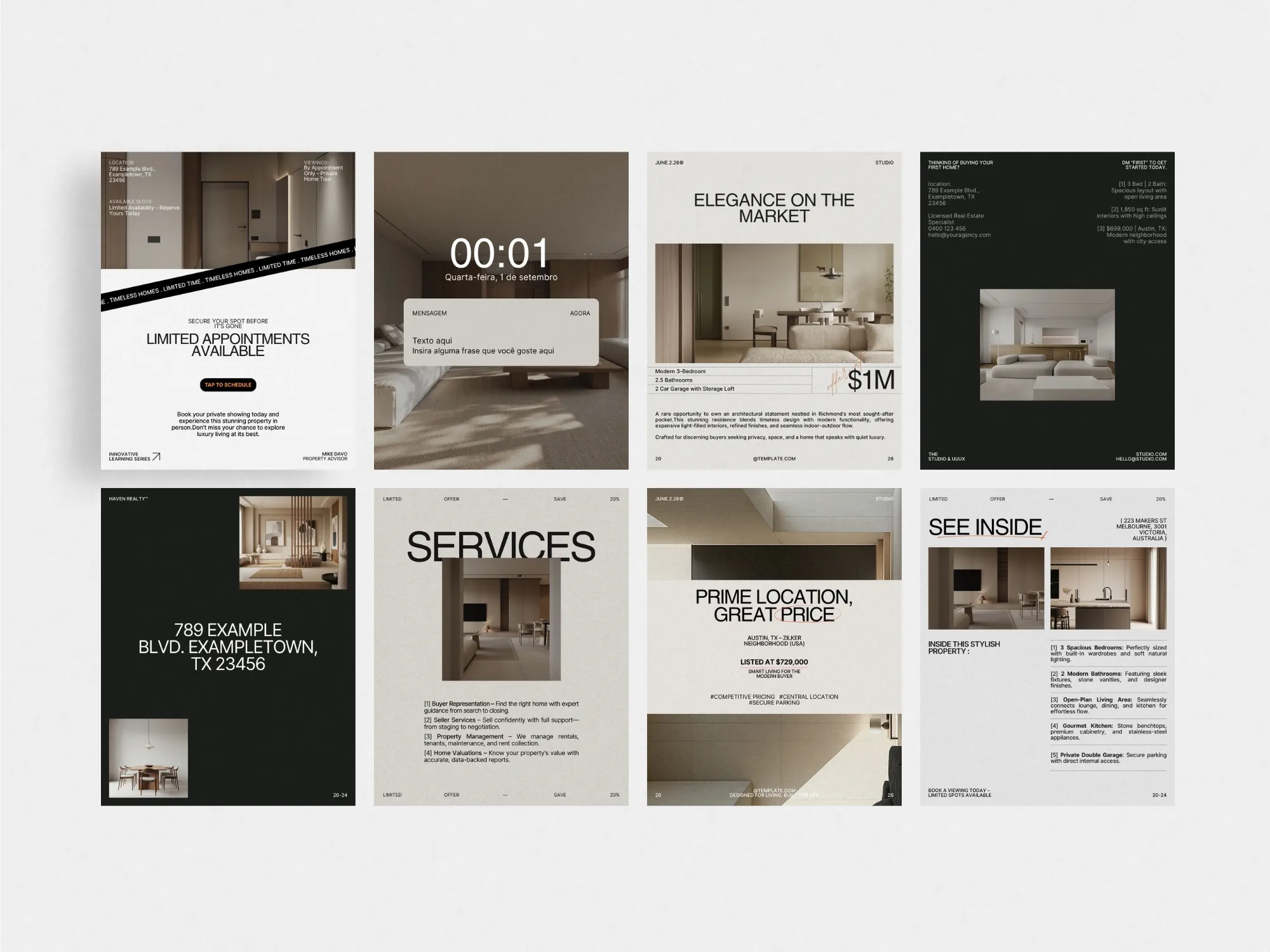 High-quality Instagram templates for real estate professionals, helping to effectively showcase properties and open houses on social media.