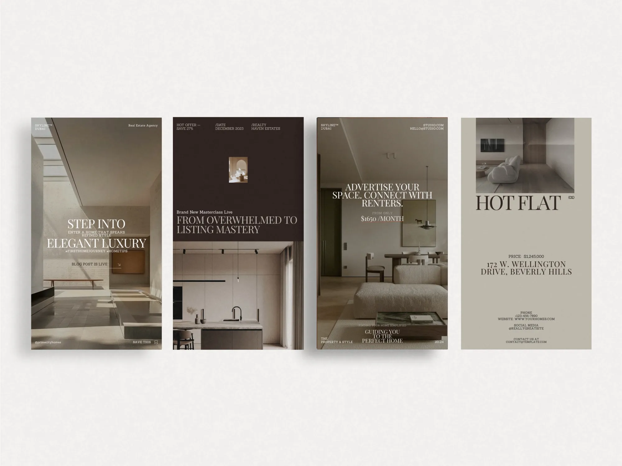 Cohesive Canva designs for real estate Instagram stories, providing a polished backdrop for property tours and updates in a digital format.