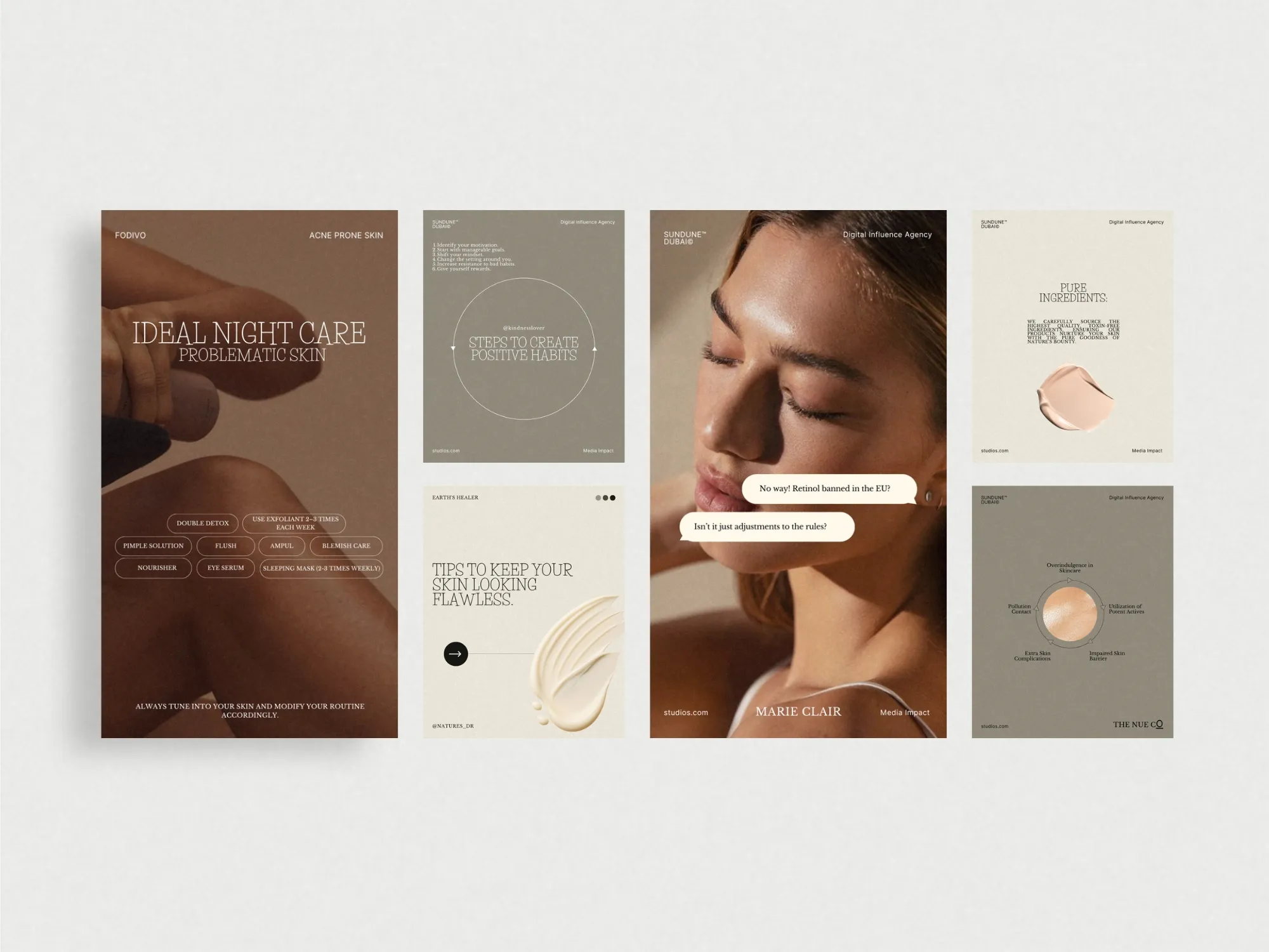 Modern skincare post template in 1080x1350 PX dimensions, crafted to showcase product benefits and user testimonials for enhanced credibility.
