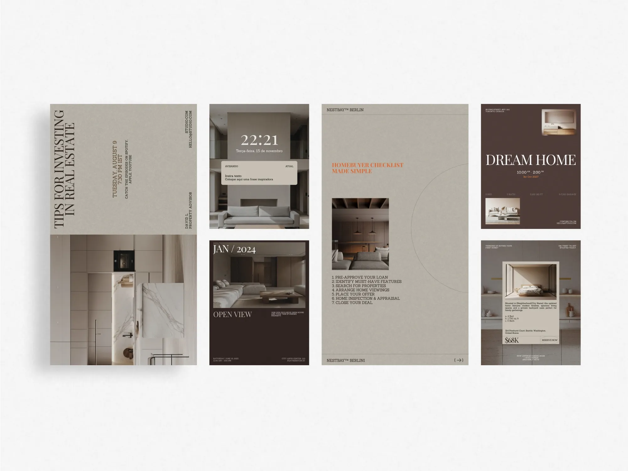 Attractive real estate Canva templates available for digital download, instantly enhancing your Instagram posts with clarity and style.