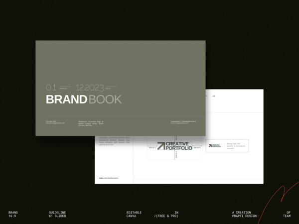 Brand Guidelines Template For Canva, Structured Canva brand guidelines presentation template featuring 61 unique layouts tailored for visual consistency and professional identity decks.