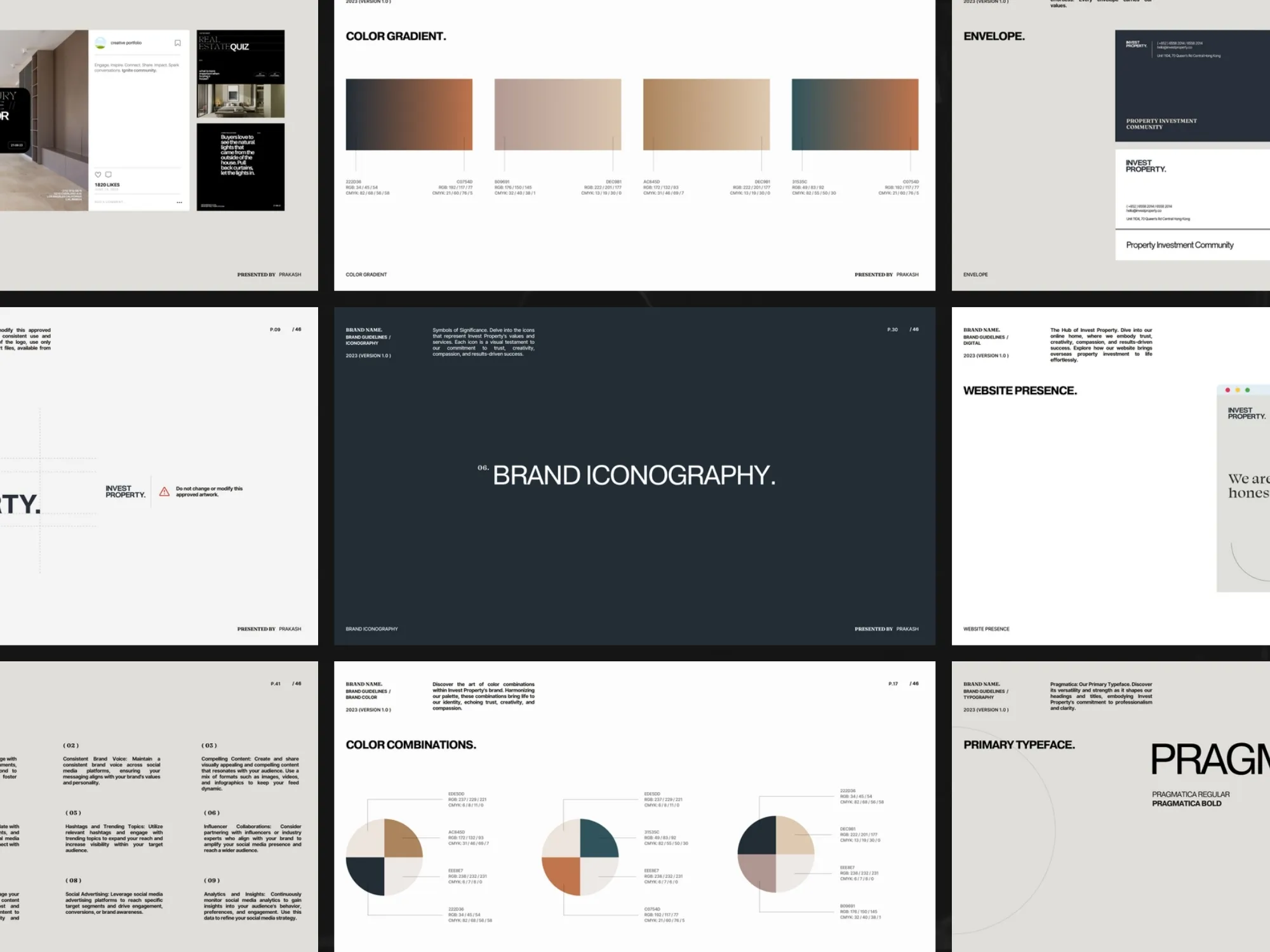 A comprehensive set of Canva brand book slides, ideal for brand designers and agencies to create cohesive identity decks.