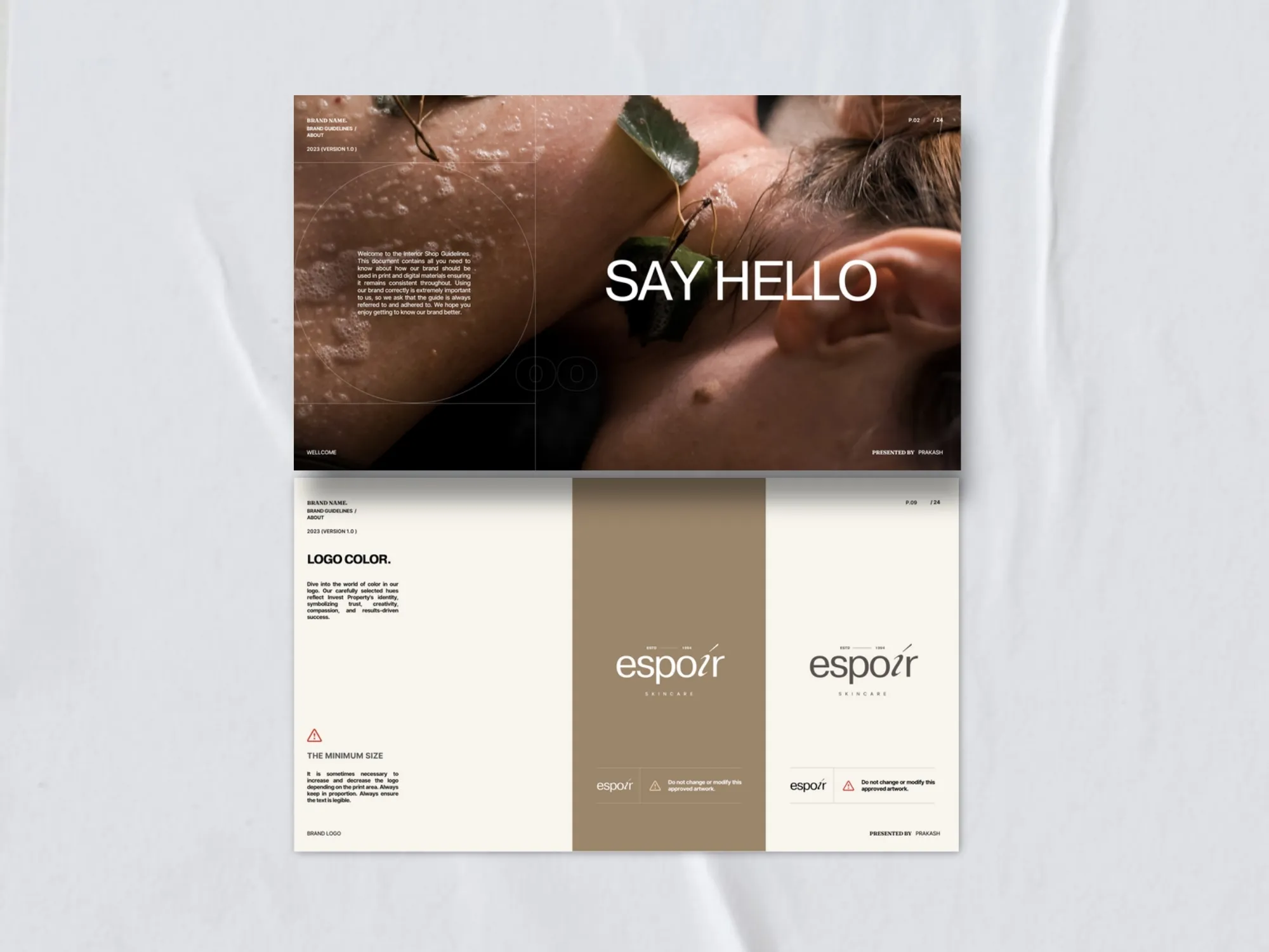 Imagery of a professional identity deck layout showcasing structured templates for brand guidelines, enhancing visual consistency for businesses.