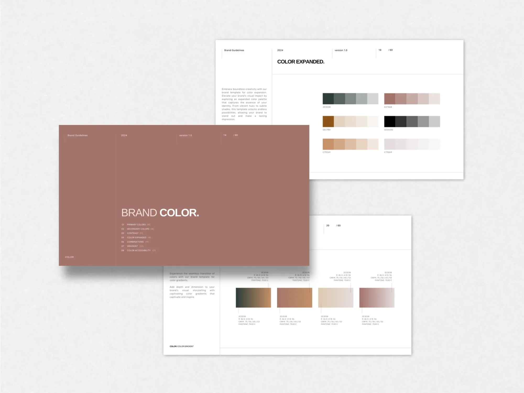 Aesthetic Canva template for brand guidelines, ensuring a uniform visual and voice for startups and agencies.