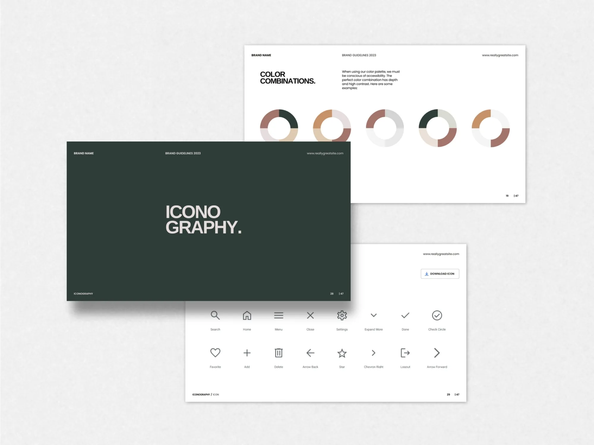 Visually appealing brand guidelines presentation template illustrating clear usage of colors, fonts, and logos in Canva.