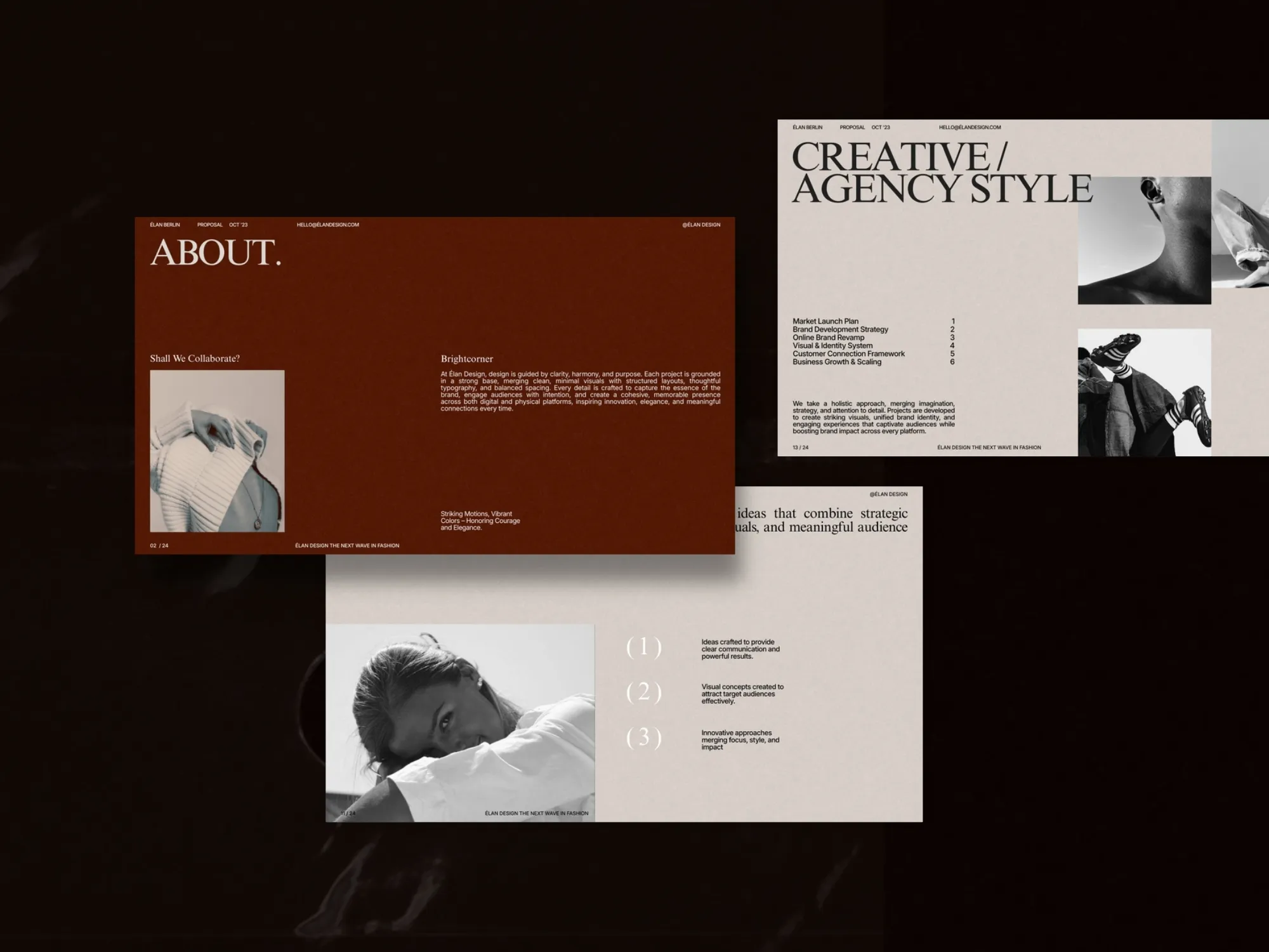 Dynamic brand proposal template presentation designed in Canva, ensuring a professional touch for startups and freelancers alike.