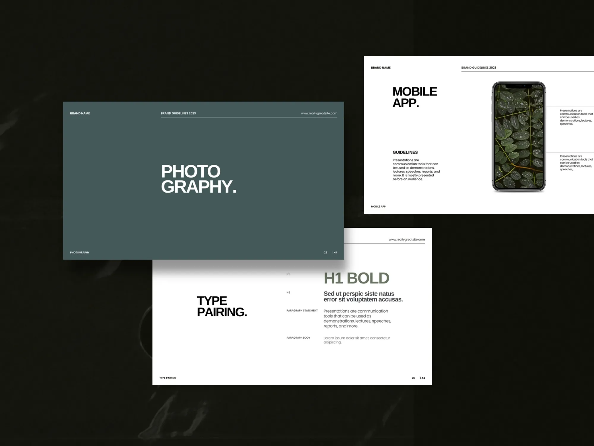 Modern layout of brand guideline templates in Canva, helping businesses enhance their visual identity and design consistency effortlessly.