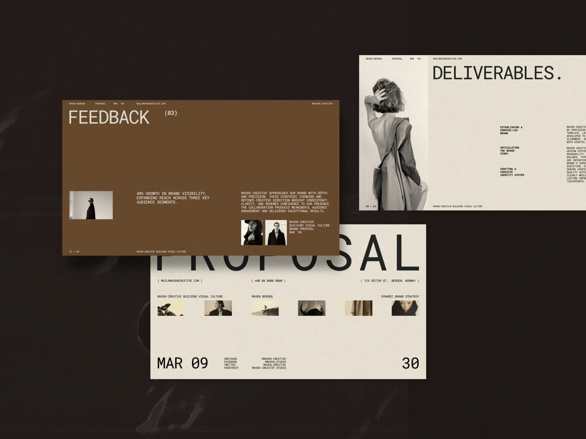 Inviting and clear layout of a professional business presentation in Canva, designed for startups presenting brand proposals.