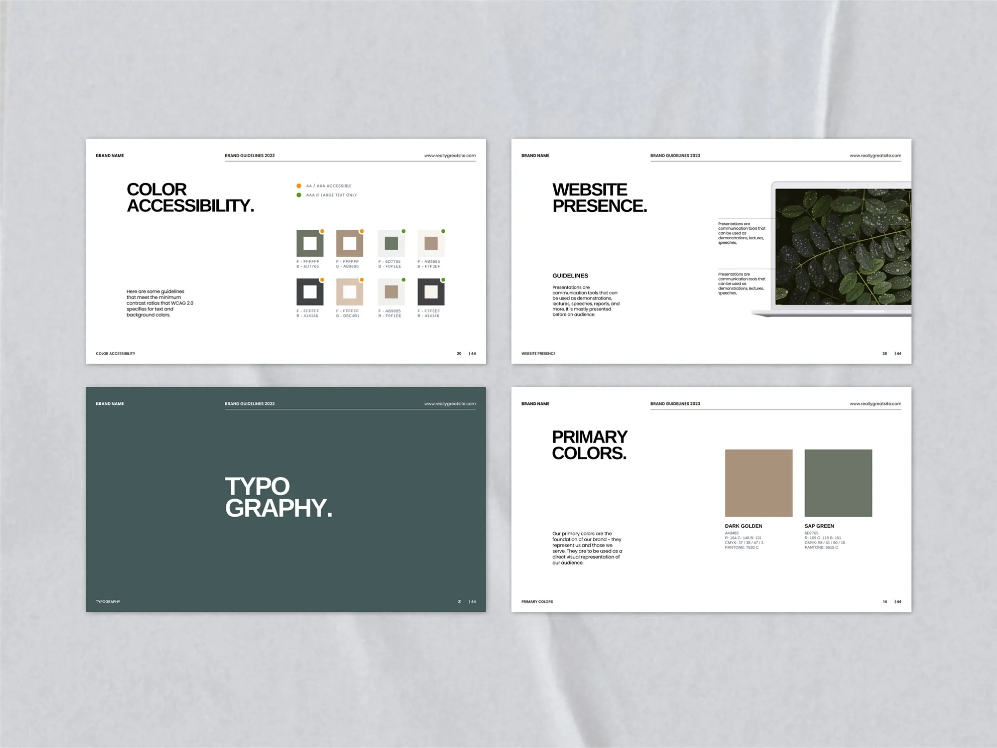 Fully customizable Canva brand book slides enhancing branding presentations for agencies, startups, and business owners seeking professionalism.