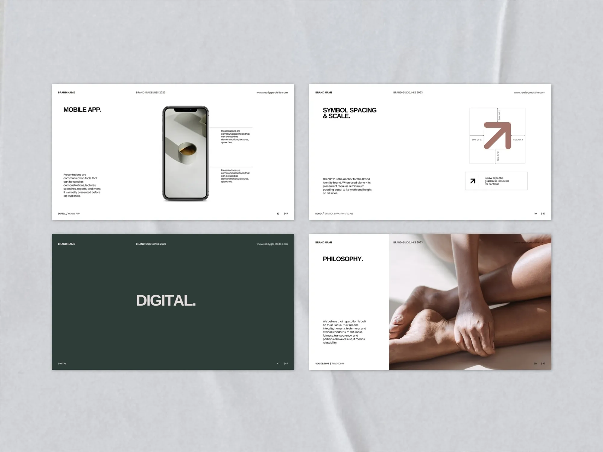 48 distinct digital templates for brand guidelines in Canva, enhancing professionalism and structure for visual identity.