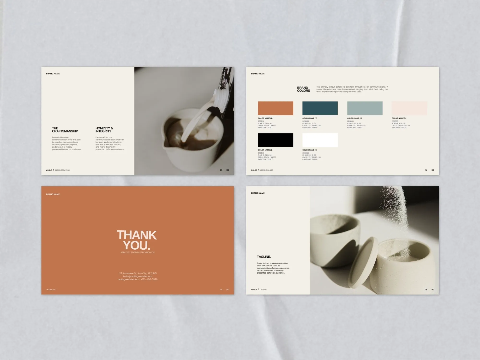 Dynamic 1920x1080 px presentation template ideal for businesses seeking polished and cohesive brand guidelines and identity decks.