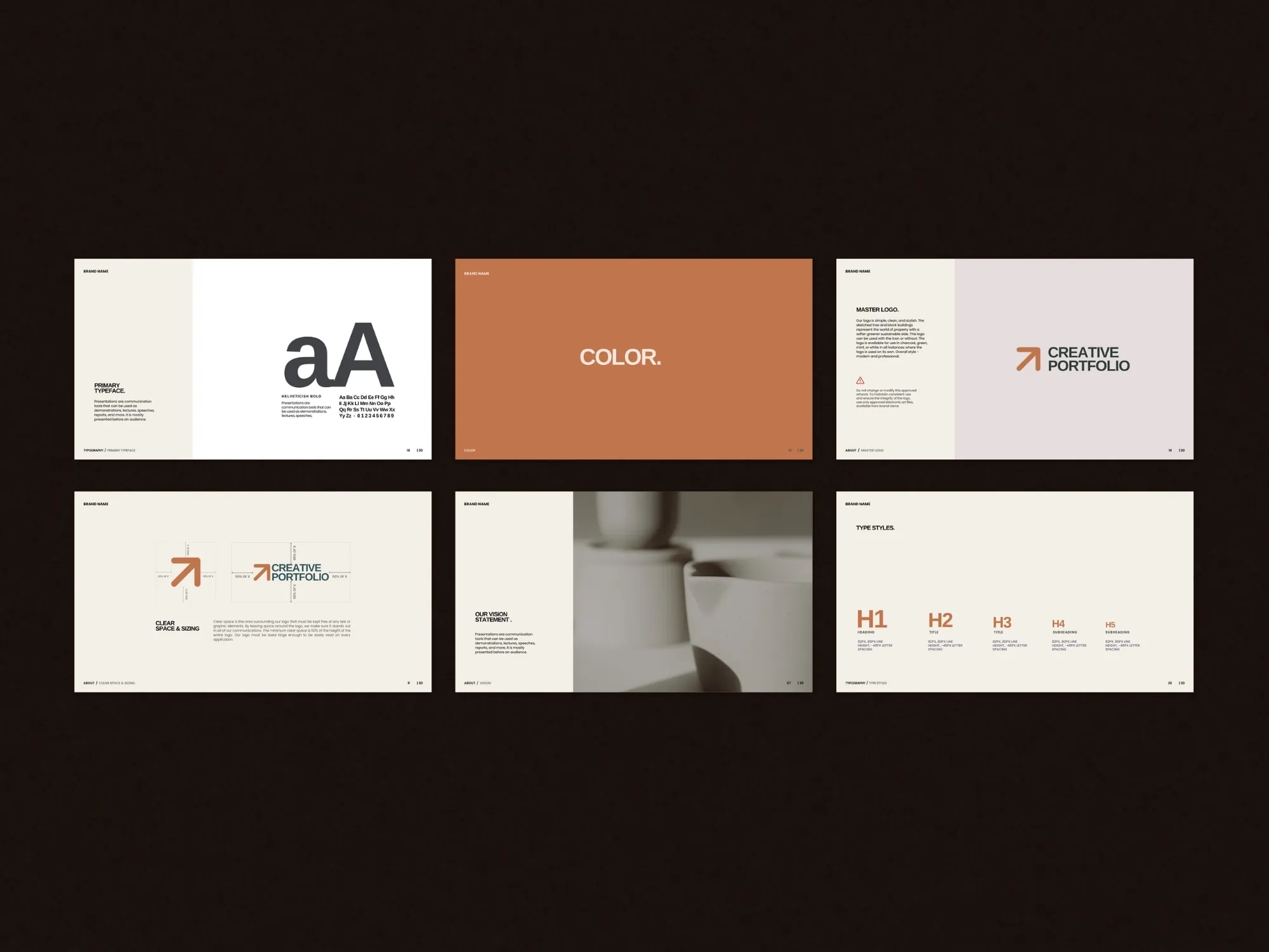 Contemporary designs in brand guidelines presentation template that provide clarity and consistency for evolving brand narratives.