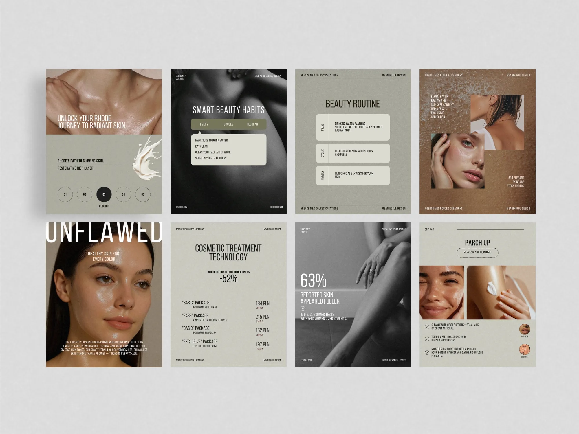 Craft captivating Instagram posts with this expertly designed skincare post bundle template pack, delivering visual consistency and appeal in Canva.