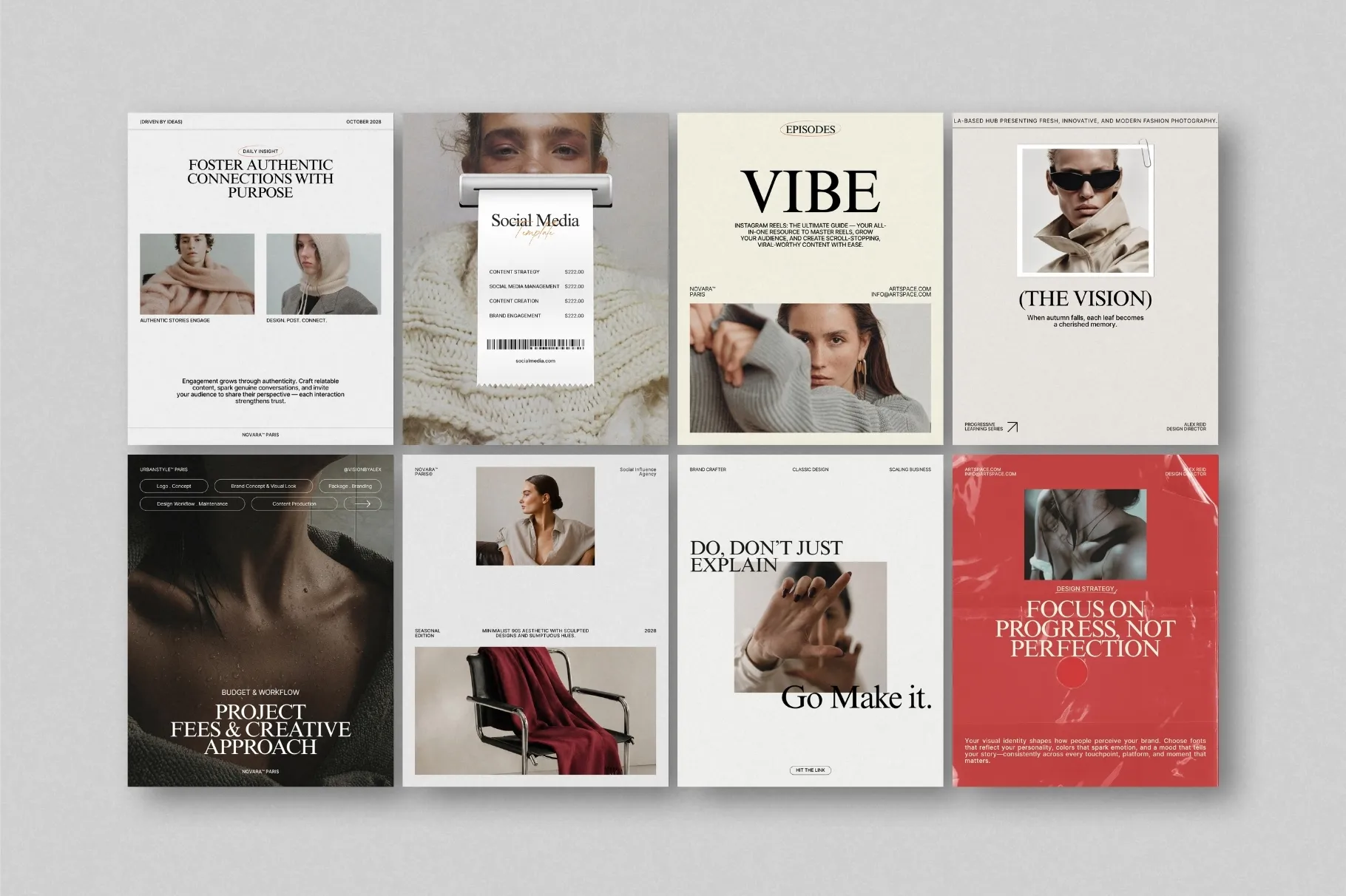 ZUNO Instagram Posts & Stories Kit featuring multiple editable layouts for product promotions, lifestyle content, offers, and Instagram branding.
