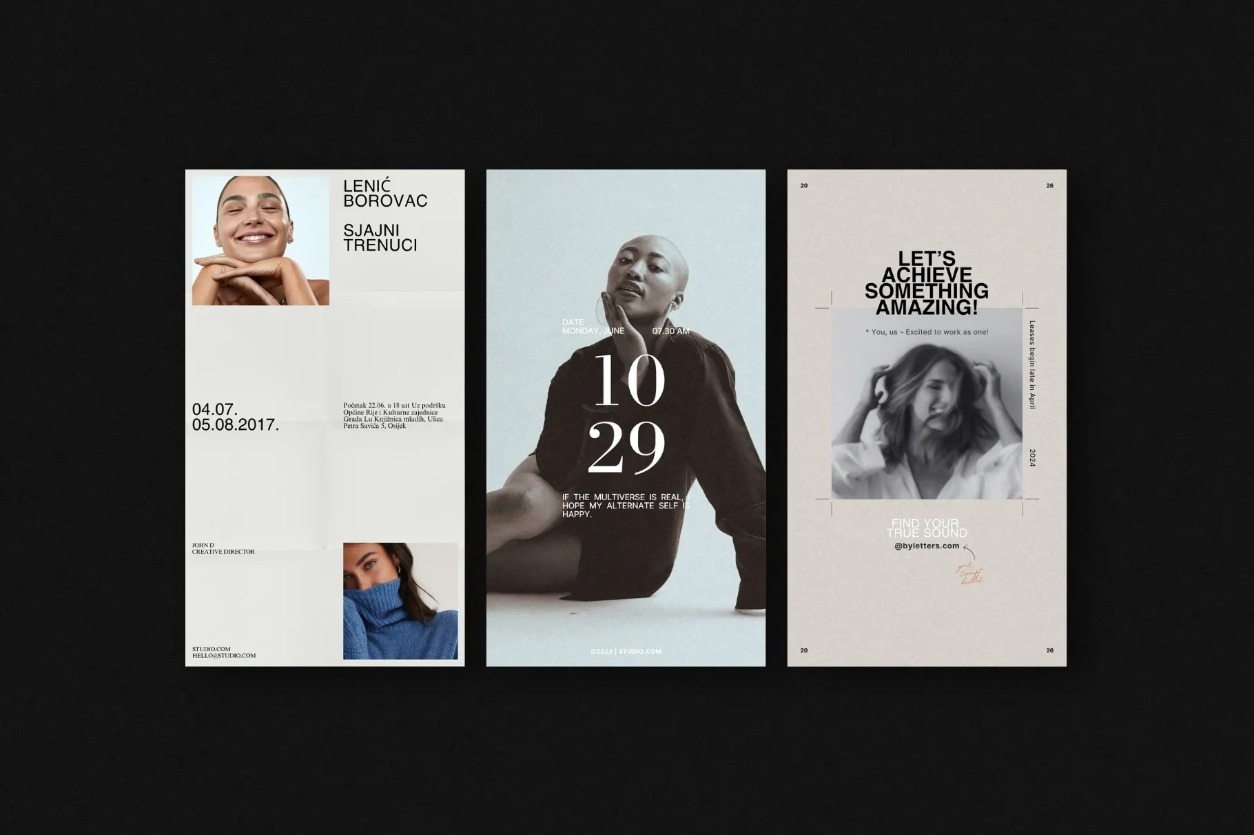 RAYO Instagram Story templates featuring clean layouts, neutral tones, editorial typography, and lifestyle imagery.
