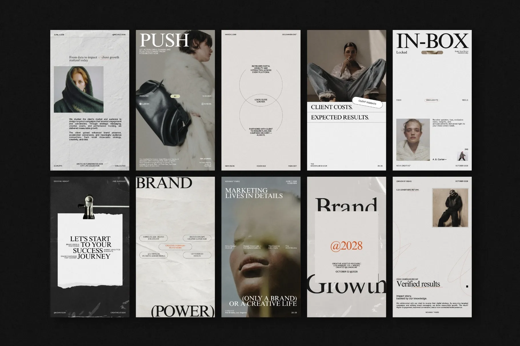 ZUNO Instagram Posts & Stories Kit showcasing a collection of modern layouts for branding, promotions, product content, and Instagram communication.