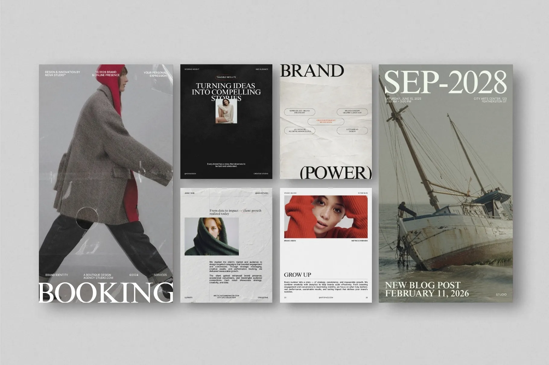 ZUNO Instagram Posts & Stories Kit featuring stylish layouts for bookings, brand content, promotional messages, and product-focused Instagram posts.